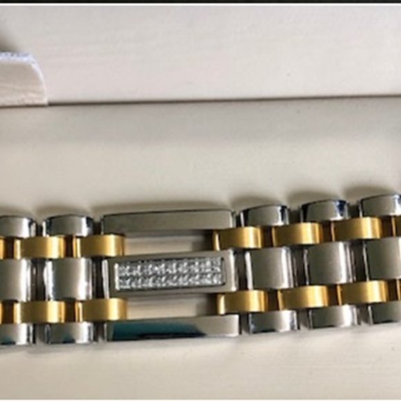 8.5 inch two-tone gold/silver men's bracelet.  Never worn. - Picture 1 of 1
